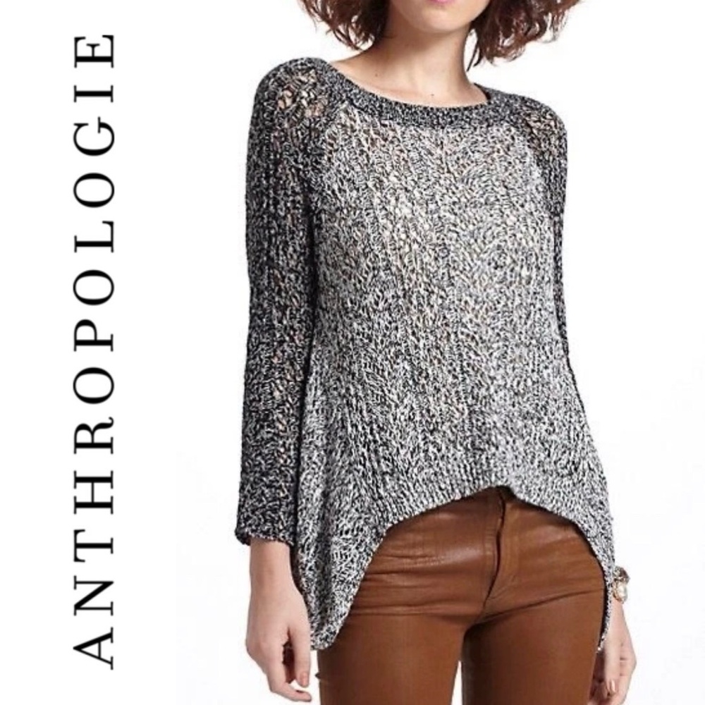 Anthropologie Leifnotes Dipped Lace Marled Sweater Romantic Boho Cottage Size S